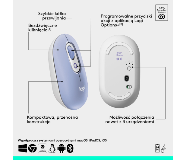 Logitech POP ICON Mouse lilac - 1276201 - zdjęcie 10